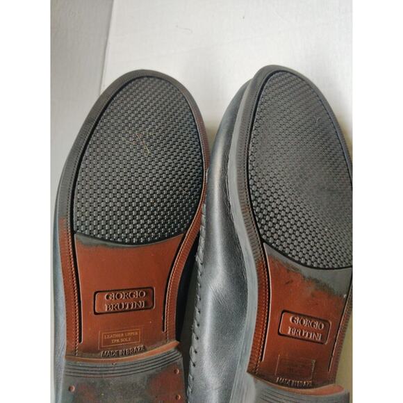 Giorgio Brutini Shoes Men's Size 8D Tassel Loafers Black Leather Slip On - Picture 6 of 6